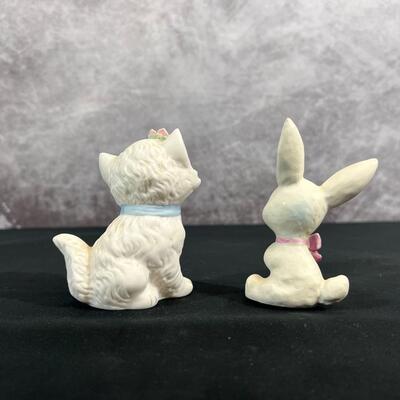 Vintage Cat and Bunny Figurines