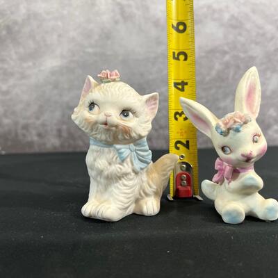 Vintage Cat and Bunny Figurines