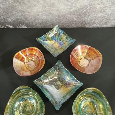 6 Glitter Glass Bowls