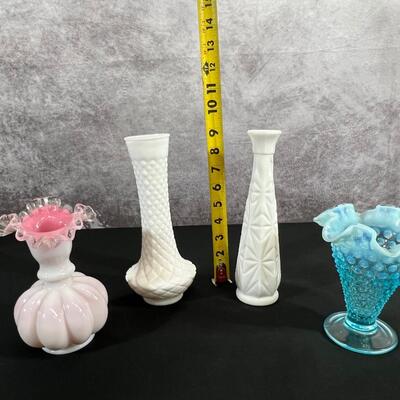 Assorted Milk Glass Vases