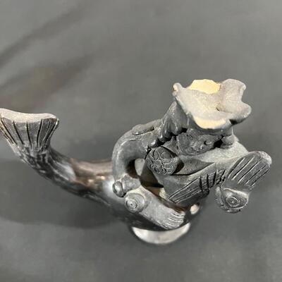 Vintage Mexican Folk Art Mermaid and Merman of Coyotepec Oaxaca Pottery Blackware