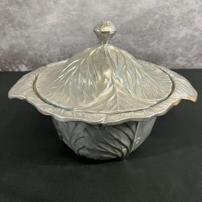 Vintage Wilton Armetale Cabbage Leaf Pewter Serving Bowl