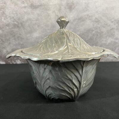 Vintage Wilton Armetale Cabbage Leaf Pewter Serving Bowl