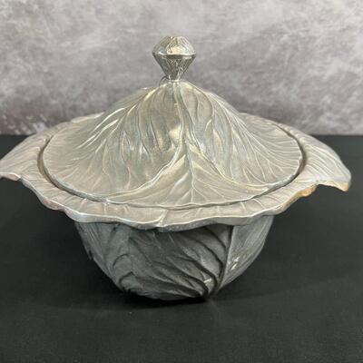Vintage Wilton Armetale Cabbage Leaf Pewter Serving Bowl