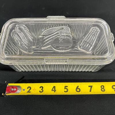 Vintage Glass Butter Dishes, lids, juicer