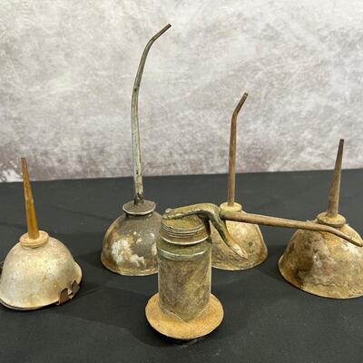 5 Vintage Oil Cans