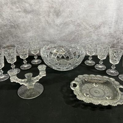 Ethed Glass Bowl and Glasses