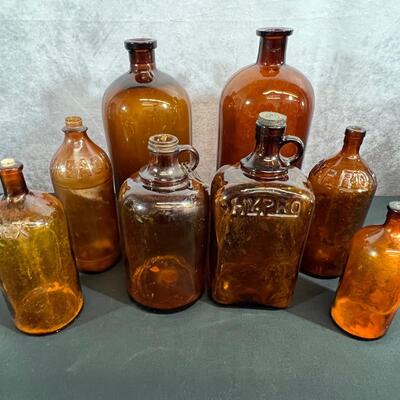 Vintage Brown Glass Bottles