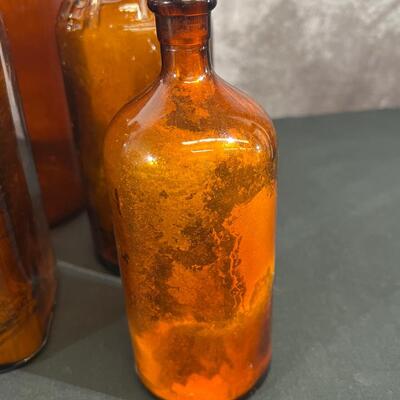 Vintage Brown Glass Bottles