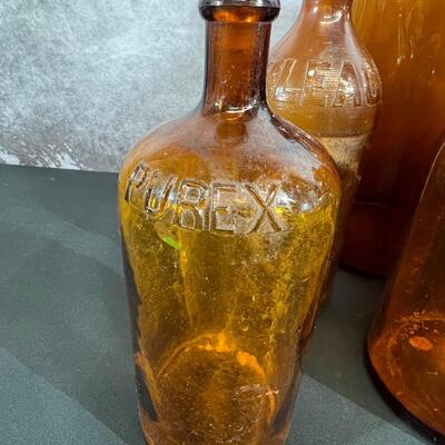 Vintage Brown Glass Bottles