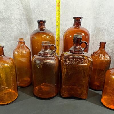 Vintage Brown Glass Bottles