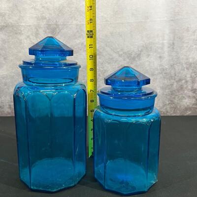 Vintage Blue Glass Jars