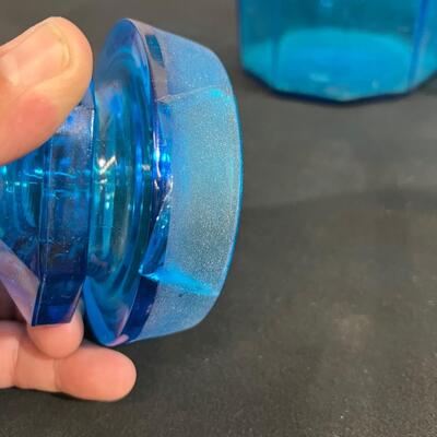 Vintage Blue Glass Jars