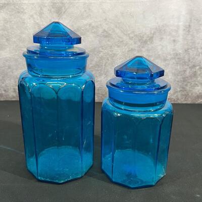 Vintage Blue Glass Jars