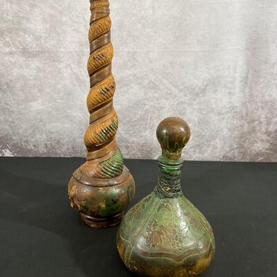 Vintage Leather Covered Bottles