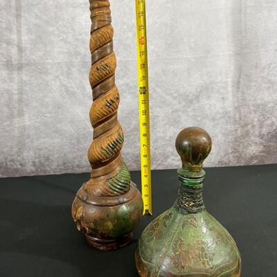 Vintage Leather Covered Bottles