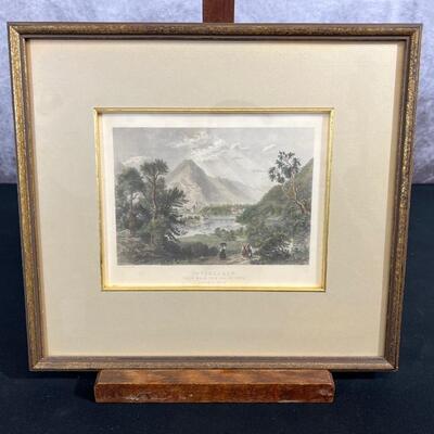 Vintage Framed Print "Interlaken View Near the Sea of Thun"
