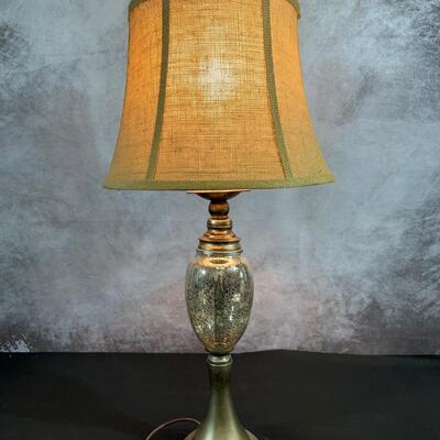 Lamp w/ Mirrored Crackled Base & Burlap Shade, 30"T base