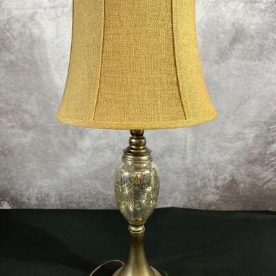 Lamp w/ Mirrored Crackled Base & Burlap Shade, 30"T base