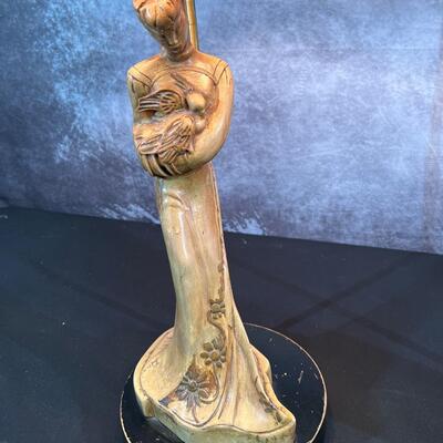 Vintage Geisha Lamp Base 9.5"x30", Shade 17"