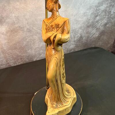 Vintage Geisha Lamp Base 9.5"x30", Shade 17"