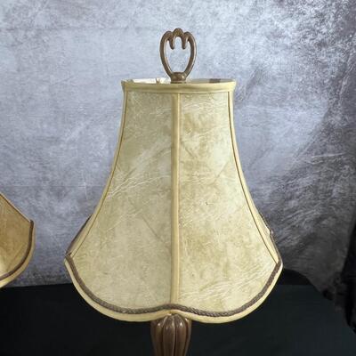 2 Palm Style Lamp Bases 6.5"x29", Shade 13"