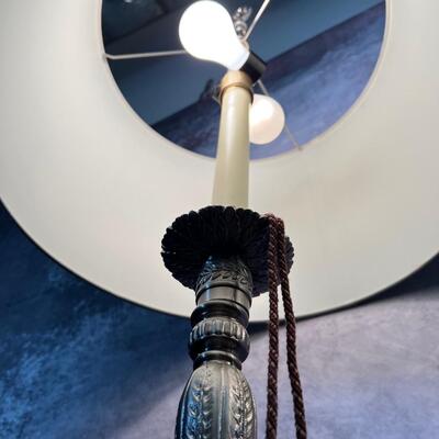 2 Metal Candle Stick Lamps 6"x38", 19" Shade