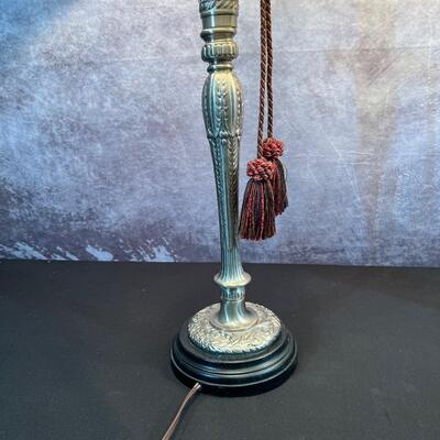 2 Metal Candle Stick Lamps 6"x38", 19" Shade