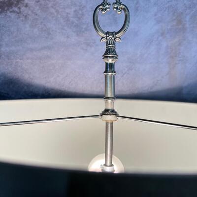 2 Metal Candle Stick Lamps 6"x38", 19" Shade