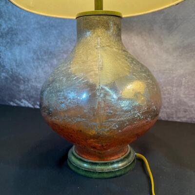 2 Glass Lamps W/ Green Bases 14"x26"