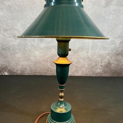 Vintage Green Tole Table Lamp 21.5"H x14"W