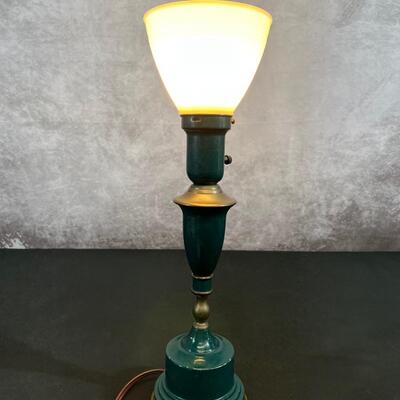 Vintage Green Tole Table Lamp 21.5"H x14"W