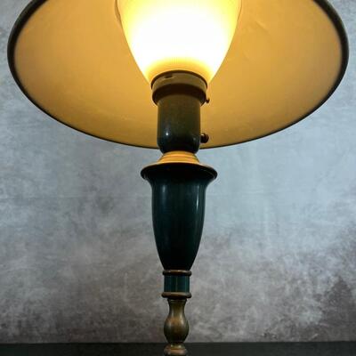 Vintage Green Tole Table Lamp 21.5"H x14"W