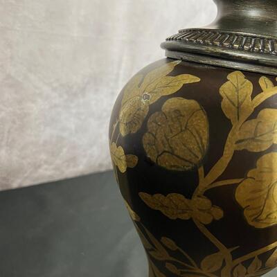 2 Ceramic Floral Lamp Bases 42.5"H W/ 14" Shade