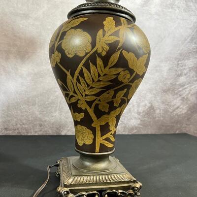 2 Ceramic Floral Lamp Bases 42.5"H W/ 14" Shade