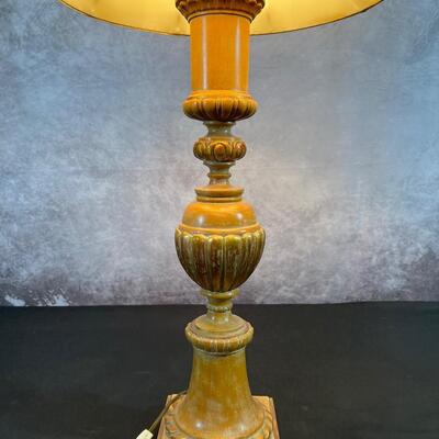 Vintage Wood & Gold Lamp 40.5"H W/ 6" Base