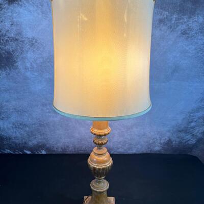 Vintage Wood & Gold Lamp 40.5"H W/ 6" Base