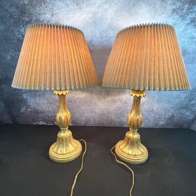 Brushed Gold Lamp Base 29" W/19" Shade