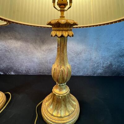 Brushed Gold Lamp Base 29" W/19" Shade
