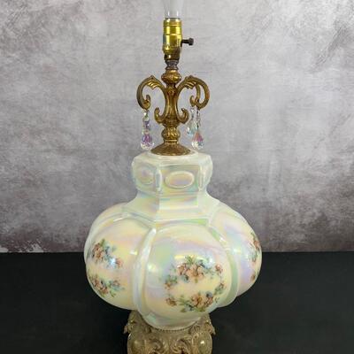 Large Vintage Rainbow Glass W/ Flowers 30"