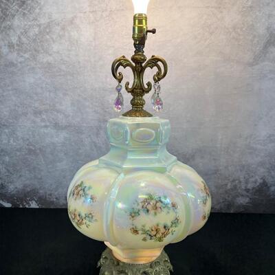 Large Vintage Rainbow Glass W/ Flowers 30"