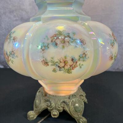 Large Vintage Rainbow Glass W/ Flowers 30"