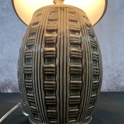 Modern Grey Ceramic Lamp 26"H W/18" Shade