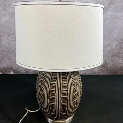 Modern Grey Ceramic Lamp 26"H W/18" Shade
