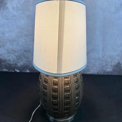 Modern Grey Ceramic Lamp 26"H W/18" Shade