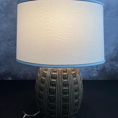 Modern Grey Ceramic Lamp 26"H W/18" Shade