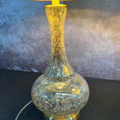 2 Mercury Glass Lamp Bases 32"H W/ 16" Shade