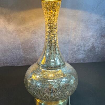 2 Mercury Glass Lamp Bases 32"H W/ 16" Shade