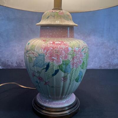 Floral Ceramic Lamp Base 26"H 19" Shade