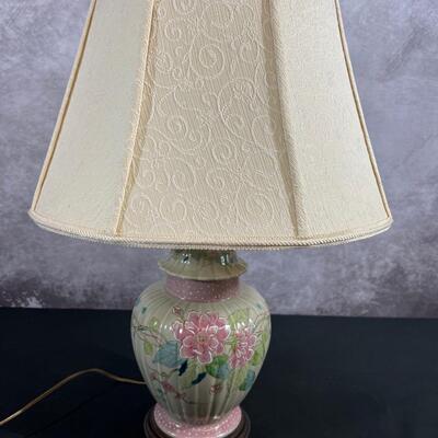Floral Ceramic Lamp Base 26"H 19" Shade
